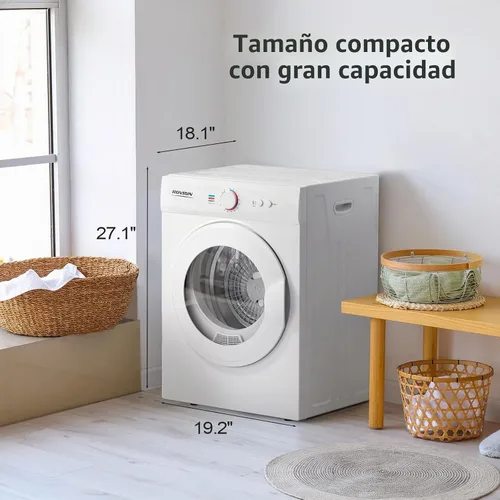 Vista 7 de Bonnlo Secadora de ropa compacta, secadora de ropa portátil de 1.8 pies cúbicos con bañera de acero inoxidable, secadora de ropa de carga frontal