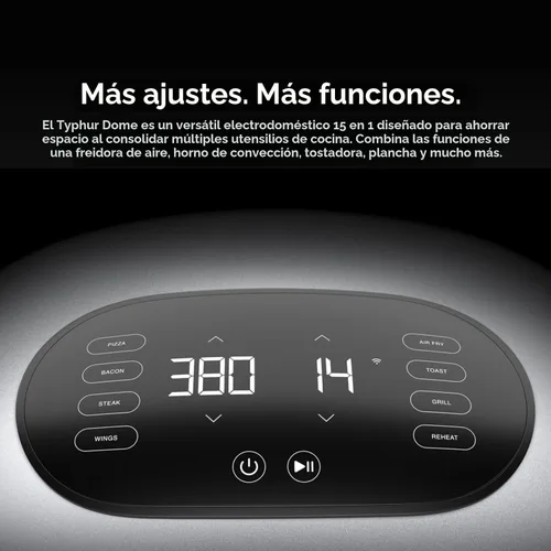 Vista 9 de Typhur Dome 2 AI - Freidora de aire extra grande mejorada con IA, con flujo de aire superior, freidora digital inteligente autolimpiante con cesta