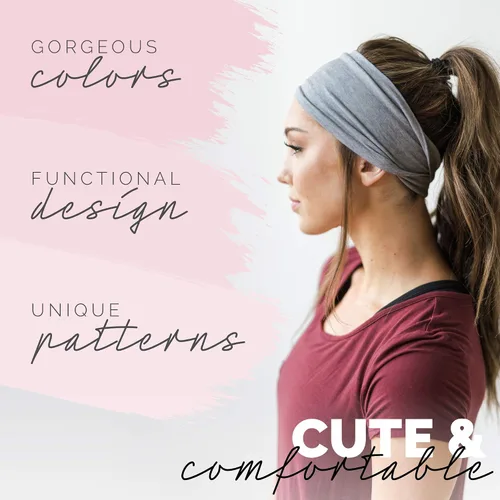 Vista 5 de Maven Thread Women's No-Slip Sweat-Wicking Headband for Exercise and Yoga, 4-Pack