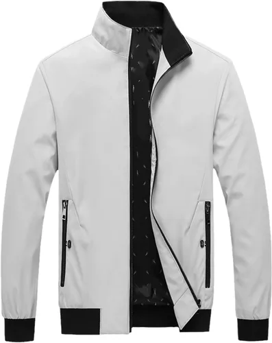 Vista 6 de UIOKLMJH Chaqueta casual para hombre, abrigo de primavera y otoño, abrigo de moda para hombre
