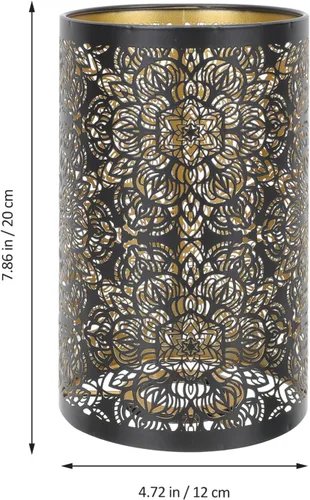 Vista 5 de KALLORY Pantalla hueca de metal tallado de hierro para lámpara decorativa de mesa, 7.87 x 4.72 x 4.72 pulgadas, elegante difusor de luz para sala