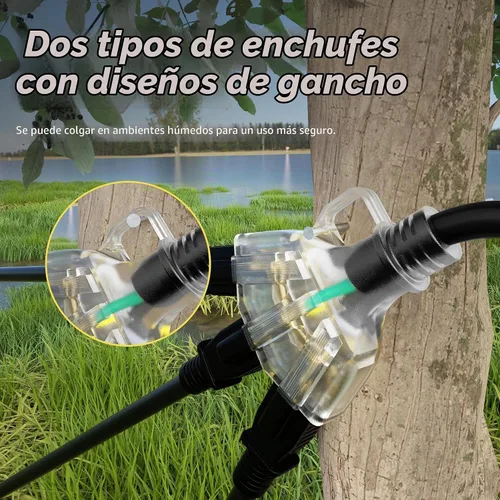 Vista 4 de PlugSaf Cable de Extensión para Exteriores de 50 Pies Calibre 16/3 con Múltiples Tomacorrientes Indicador de Luz, Cable de Extensión Flexible de 3