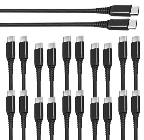 Vista 9 de [Paquete de 3 cables trenzados USB tipo C a USB C de 60 W PD de 10 pies de carga rápida compatibles con iPhone 15, MacBook Pro, iPad mini 6, Air 4