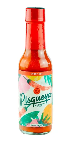 Vista 3 de Pisqueya Salsa picante de pimientos jalapeños Fruta real, sin aditivos, 5 onzas líquidas Fresh jalapeno and organic habanero; vegan, gluten