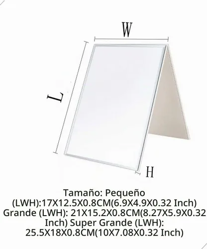 Vista 2 de Zcooooool Espejo portátil grande Super HD - Ángulo de soporte múltiple de mano libre/portátil/mesa plegable 10x7 pulgadas Blanco