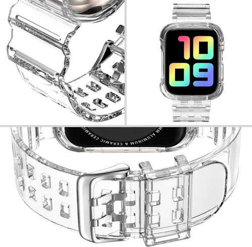 Vista 3 de DABAOZA Compatible for Clear Apple Watch Band 41mm 40mm 38mm ClearCrystal Transparente