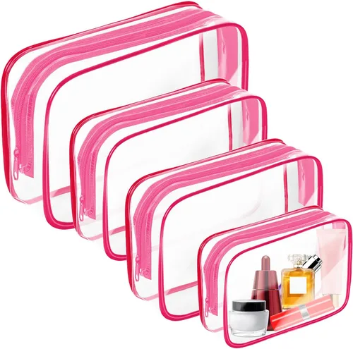 Vista 17 de Bolsa de maquillaje transparente AURUZA, bolsas de aseo portátiles para viajes con cremallera, bolsas organizadoras transparentes aprobadas por