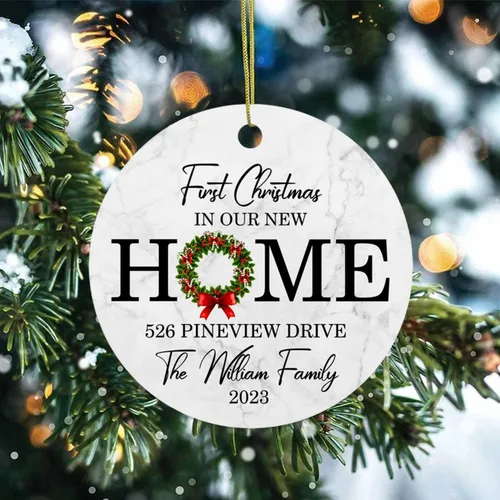 Vista 6 de Adorno personalizado para la primera Navidad en nuestro nuevo hogar, adorno de primera Navidad en el nuevo hogar, regalo de decoración