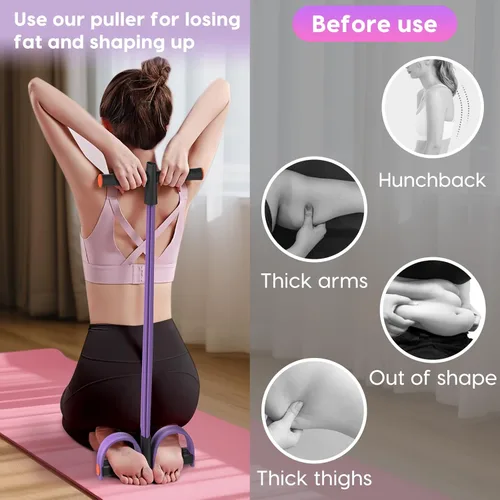 Vista 6 de Pedal Resistance Band with Handle, 6-Tube Elastic Foot Pedal Resistance Band, Natural Rubber Ankle Puller Sit-up Exercise, Multifunction Fitness