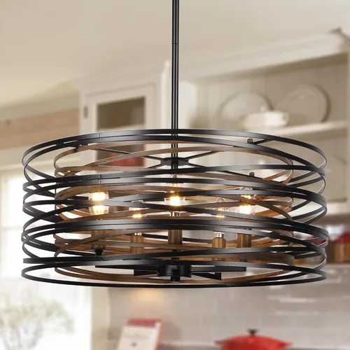Vista 8 de Sigaitwei Lámpara de comedor de granja de 21 pulgadas, iluminación de isla de cocina de 3 luces, lámpara industrial para comedor, sobre mesa