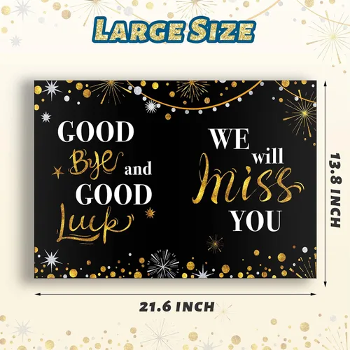 Vista 2 de Tarjeta de despedida gigante, tarjeta de firma de oficina de 13.8 x 21.6 pulgadas Buena suerte, tarjeta de despedida Te extrañaremos, tarjeta grande