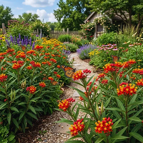 Vista 6 de 3 plantas vivas Asclepias de algodoncillo rojo, planta de flores, 5-7