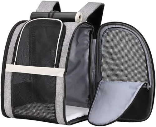 Vista 11 de Texsens - Mochila para transporte de mascotas, con un innovador sistema de burbuja, ideal como transportín para gatos y perros (negro)