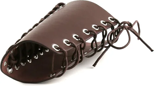 Vista 5 de HZMAN 2 Pack Unisex Faux Back Leather Gauntlet Wristband Wide Bracer Arm Armor Cuff