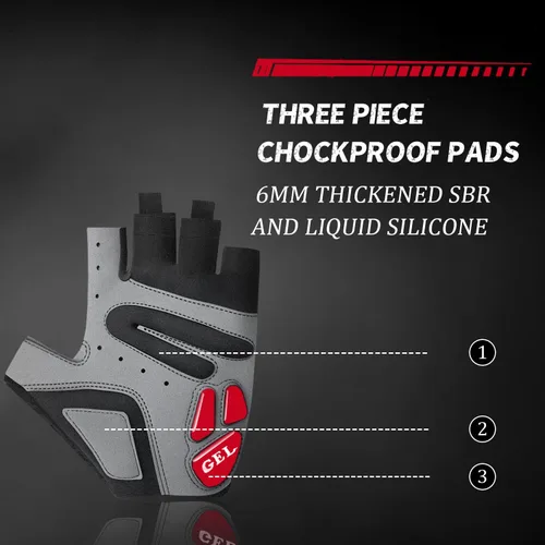 Vista 2 de Guantes de ciclismo, guantes de ciclismo acolchados de gel para hombres, antideslizantes, absorben los golpes, ligeros y transpirables, diseño