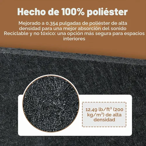 Vista 6 de Paneles de pared acústicos 3D autoadhesivos para despegar y pegar, paquete de 8 paneles insonorizados con patrón de madera autoadhesivos de 23.6 x