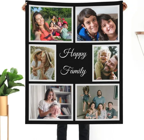Vista 9 de HUGLAZY Manta personalizada con fotos y texto, manta de franela para parejas de adultos, regalo para cumpleaños, Día del Padre, Día de la Madre, Día