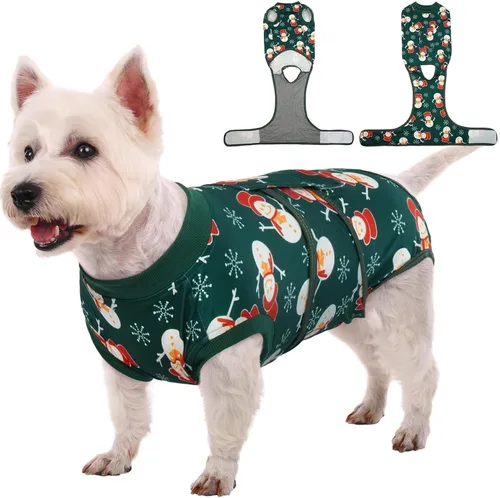Vista 21 de Kuoser Traje de cirugía para perro, cómodo traje de recuperación para perras, mameluco protector posoperatorio, alternativa suave al cuello E