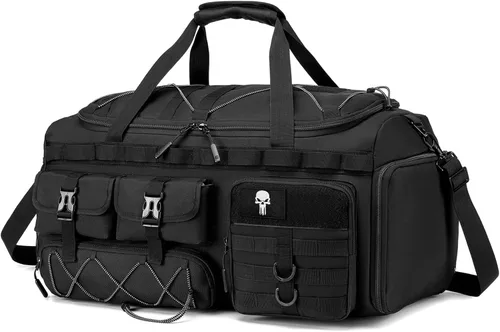 Vista 8 de Bolsa táctica de gimnasio con compartimento para zapatos, mochila de viaje 3 en 1, mochila para artículos personales, mochila de fin de semana