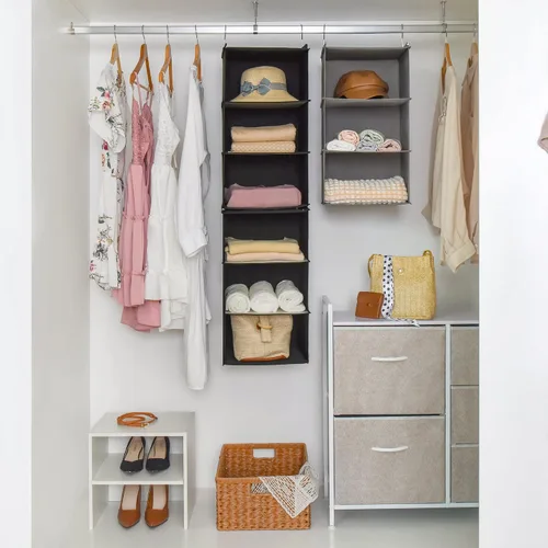 Vista 7 de GRANNY SAYS Organizador Colgante de 6 Estantes para Closet, Separable en 2 Paquetes de 3 Estantes Colgantes, Organizador Colgante para Dormitorio, 6