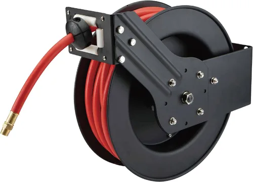 Vista 5 de CRAFTSMAN Compresor de aire, 20 galones, 1.8 HP, herramientas de aire sin aceite, rojo y MaxWorks 80720 carrete retráctil de rebobinado automático