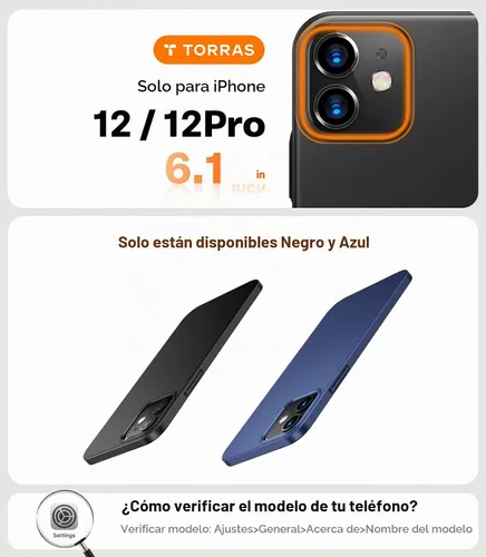 Vista 2 de TORRAS Funda Ajustada para iPhone 12 Case/para iPhone 12 Pro Case, Delgada pero Protectora, Cubierta de PC Duro Liviana Mate Anti-Rayones