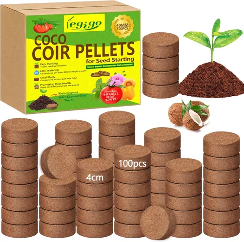 Vista 9 de Legigo 50 Pz 30mm de Fibra de Coco en Pellets para Mezcla de Suelo de Inicio de Semillas - Pods de Suelo de Fibra de Coco Orgánico para Plántulas