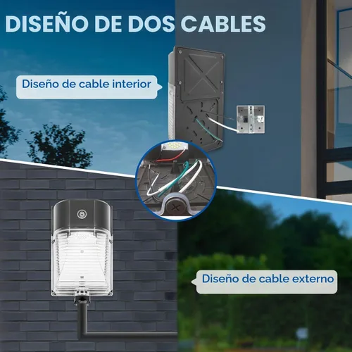 Vista 8 de Cinoton - Paquete de luces LED de pared, 26 W, 3000 lm, 5000 K (resistente al agua IP65), 100 – 277 Vac, 150 – 250 W MH/HPS, repuesto para Bronce