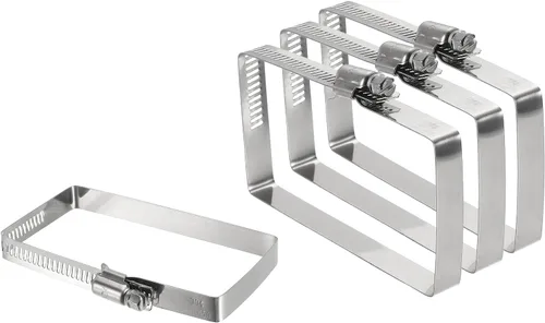 Vista 10 de uxcell 2 abrazaderas de manguera rectangulares de acero inoxidable 304, ajustables de 2 x 2 pulgadas, abrazaderas de tubo de conducto de engranaje