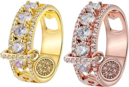 Vista 2 de Anillo de moda para mujer, anillos de boda, bonitos anillos de lujo para mujer, circonita cúbica incrustada, anillo redondo para boda, fiesta