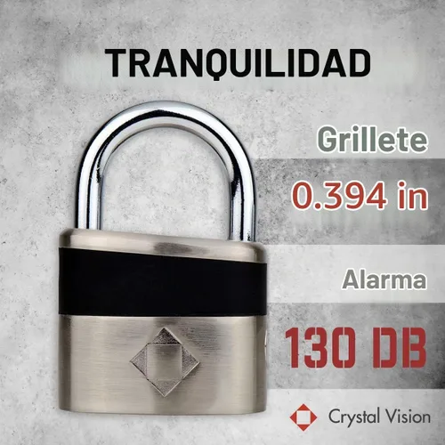 Vista 3 de Crystal Vision - Cerradura de alarma antirrobo de 130 db, resistente a la intemperie, multiuso (0.394 pulgadas)