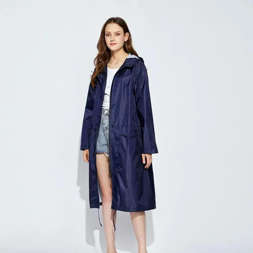 Vista 8 de Impermeable para mujer ligera transpirable impermeable con capucha para senderismo impermeable color morado talla M