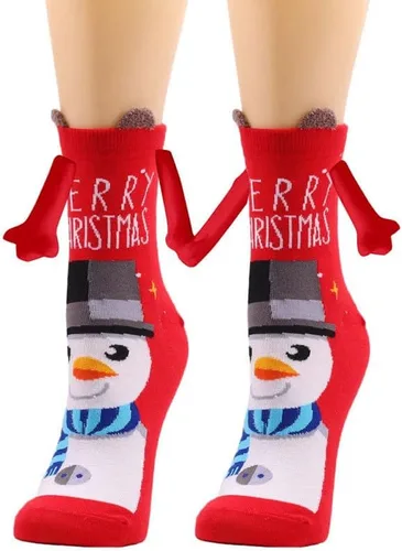 Vista 4 de Anager 5 pares de calcetines de Navidad de la mano tomados de la mano pareja magnética mano media tubo calcetines divertidos regalos de Navidad