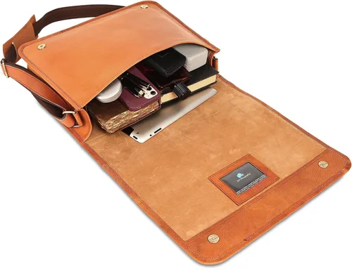 Vista 2 de URBAN LEATHER Laptop Shoulder Messenger Bag - Vintage Brown Handmade Satchel Briefcase Bag for Men