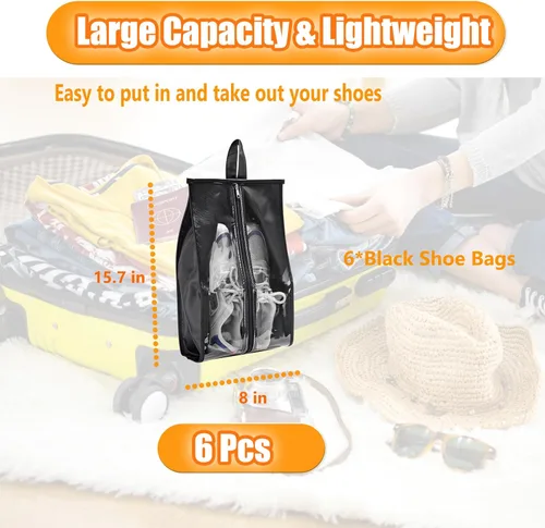 Vista 2 de Li'segarote Bolsas de zapatos para viajes, paquete de 6 bolsas grandes multicolor para zapatos para hombres y mujeres, bolsa organizadora de zapatos