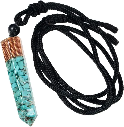 Vista 2 de Nupuyai Collar con colgante de cristal curativo de orgón para mujeres y hombres, colgante de piedra facetada hexagonal en espiral con cordón