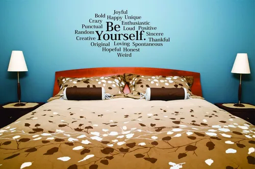 Vista 4 de Adhesivo adhesivo de pared para despegar y pegar: Be Yourself Inspirador Vida Cita Diseño Decoración Dormitorio Baño Sala de estar Cuadro Arte