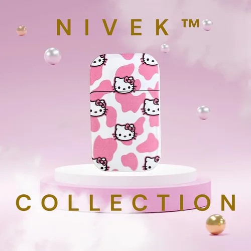 Vista 2 de NIVEK Kulomi Encendedor Kitty KT con llama rosa de bolsillo, recargable, Kawaii lindo, resistente al viento (Gato, Conejo, Melodía, Duffy)