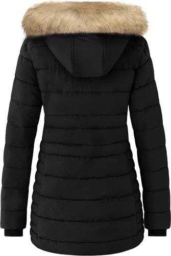 Vista 2 de Wantdo Abrigos de invierno acolchados para mujer con capucha removible