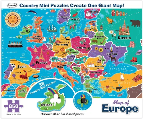 Vista 8 de Rompecabezas de lujo Re-Marks, mapa del mundo con piezas caprichosas