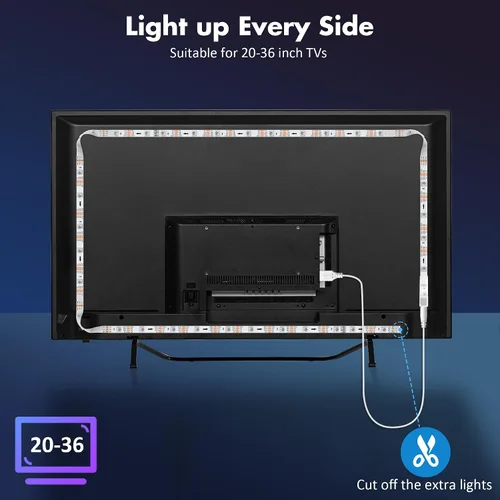 Vista 8 de Maylit ICRGB - Retroiluminación LED para TV, control por aplicación, luces LED para TV/Monitor de 20-36 pulgadas, sincronización de música, luces