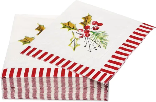 Vista 3 de American Greetings 50 servilletas de bebidas de 5 pulgadas x 5 pulgadas por Kathy Davis, suministros para fiestas de Navidad