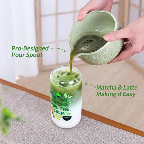 Vista 7 de HOTTOR Juego de batidor de matcha, kit de matcha de 5 piezas con cuenco
