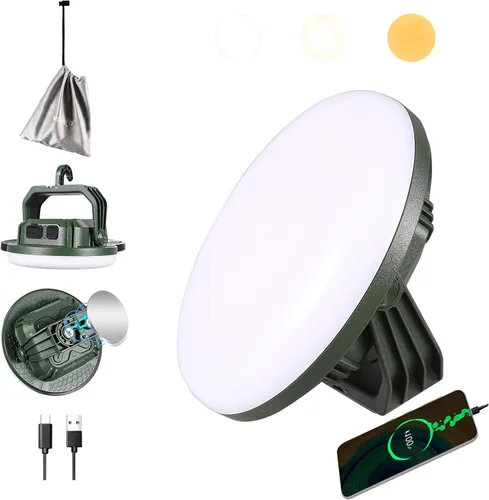 Vista 12 de VAVOFO Linterna LED de Campamento Recargable de 30W, 3000LM, 124 LED con 3 Modos de Iluminación, Luz Portátil para Tienda de 7200mAh con Imán