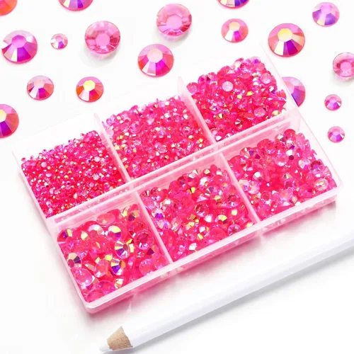 Vista 2 de 3000 diamantes de imitación de parte trasera plana, diamantes de imitación AB de parte trasera plana rosa claro para manualidades, gemas