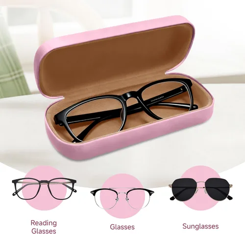 Vista 5 de Glasses Case Large Hard Shell Eyeglasses Case PU Leather Protective for glasses 6.2" L x 2.4" W x 1.4" H