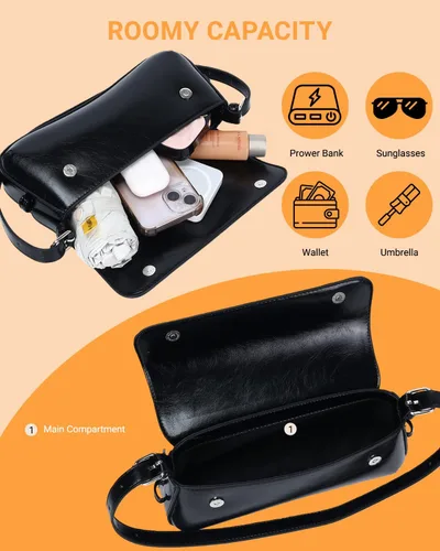 Vista 6 de Herald Pequeño bolso de hombro para mujer, bonito bolso de mano de moda con correa ajustable