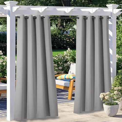 Vista 95 de NICETOWN Cortina para Exteriores para Patio Impermeable de 84 Pulgadas de Ancho, Aislamiento Térmico con Ojales Antioxidantes Bloqueo UV Cortina