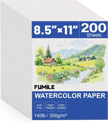 Vista 18 de 200 hojas de papel de acuarela de 5 x 7 pulgadas a granel, papel de color blanco de 140 libras/300 GSM para niños, adultos y artistas. Papeles