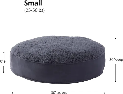 Vista 6 de South Pine Porch Samson - Cama redonda de lujo para perro, estilo almohada, acero azul, pequeña (30 pulgadas)